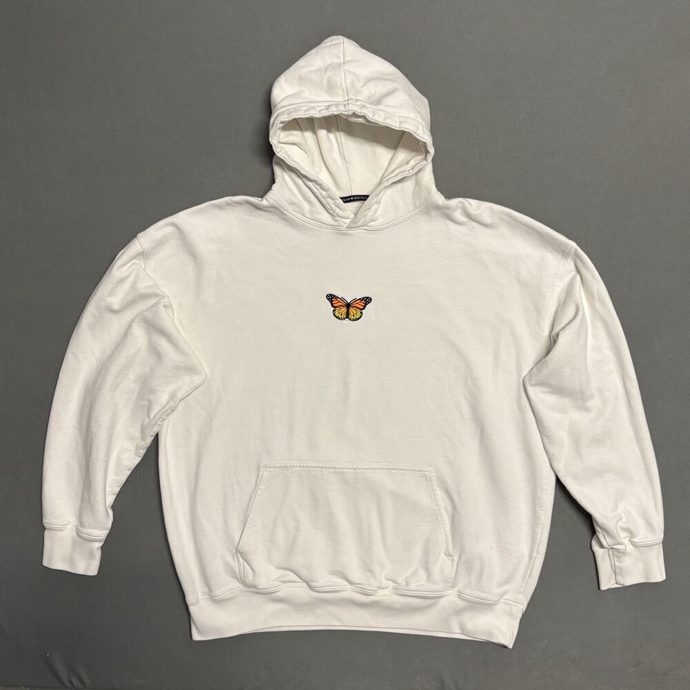Brandy Melville‎ Butterfly Hoodie White Pullover hoodie MDA110 One Size